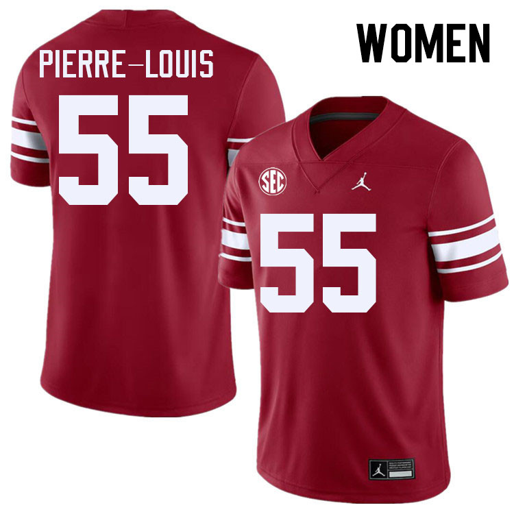 Women #55 Eddy Pierre-Louis Oklahoma Sooners 2024 SEC Conference College Football Jerseys-Throwback